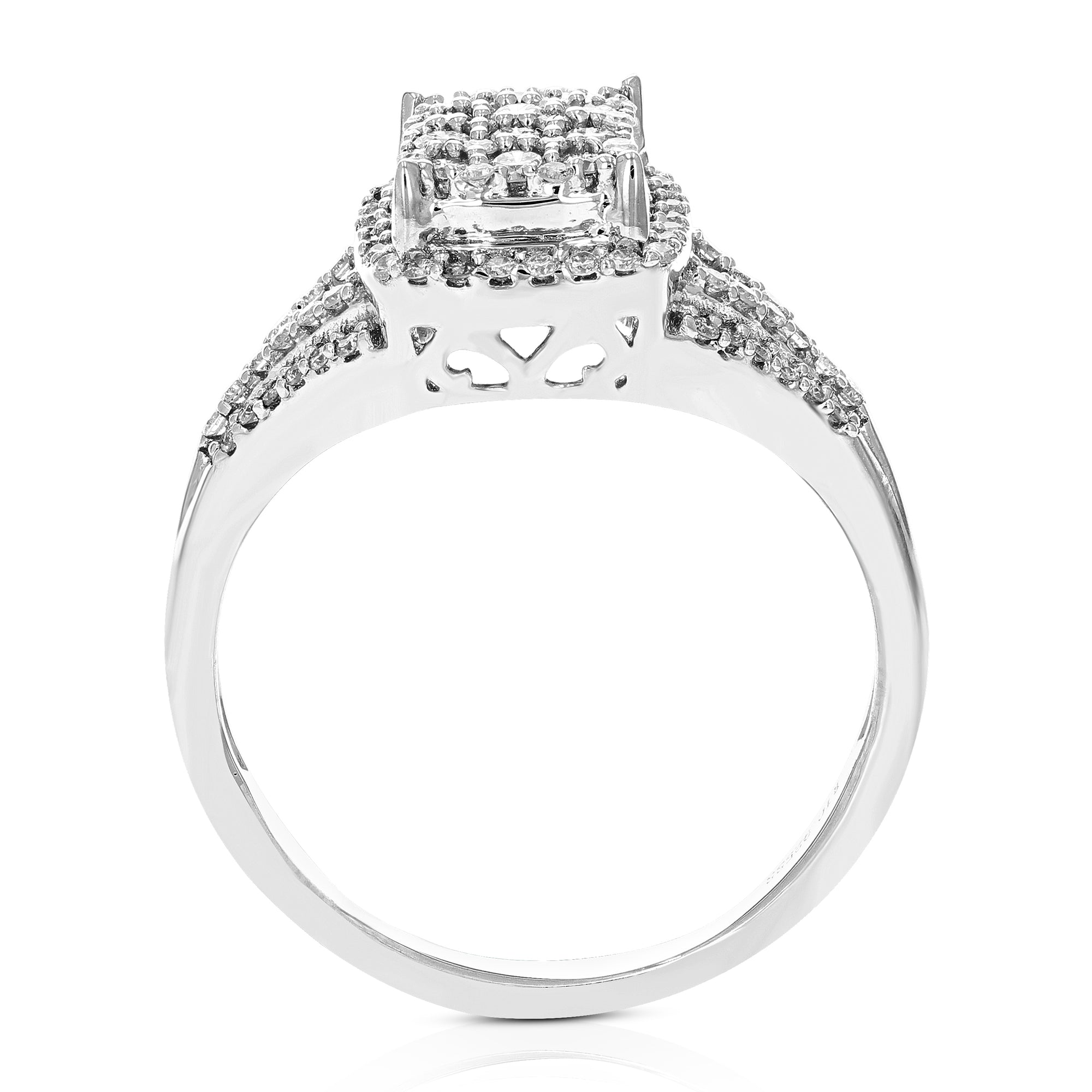 0.63 cttw Diamond Engagement Ring for Women, Round Lab Grown Diamond Ring in 0.925 Sterling Silver, Prong Setting, Size 6-8