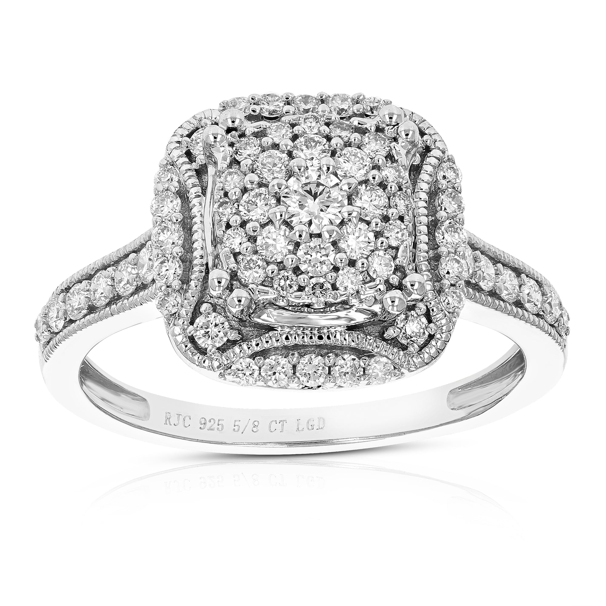 1/2 cttw Diamond Engagement Ring for Women, Round Lab Grown Diamond Ring in 0.925 Sterling Silver, Prong Setting, Size 6-8