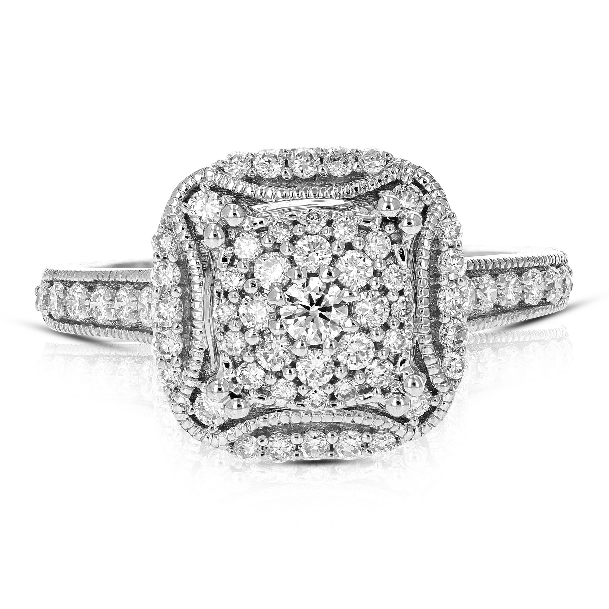 1/2 cttw Diamond Engagement Ring for Women, Round Lab Grown Diamond Ring in 0.925 Sterling Silver, Prong Setting, Size 6-8