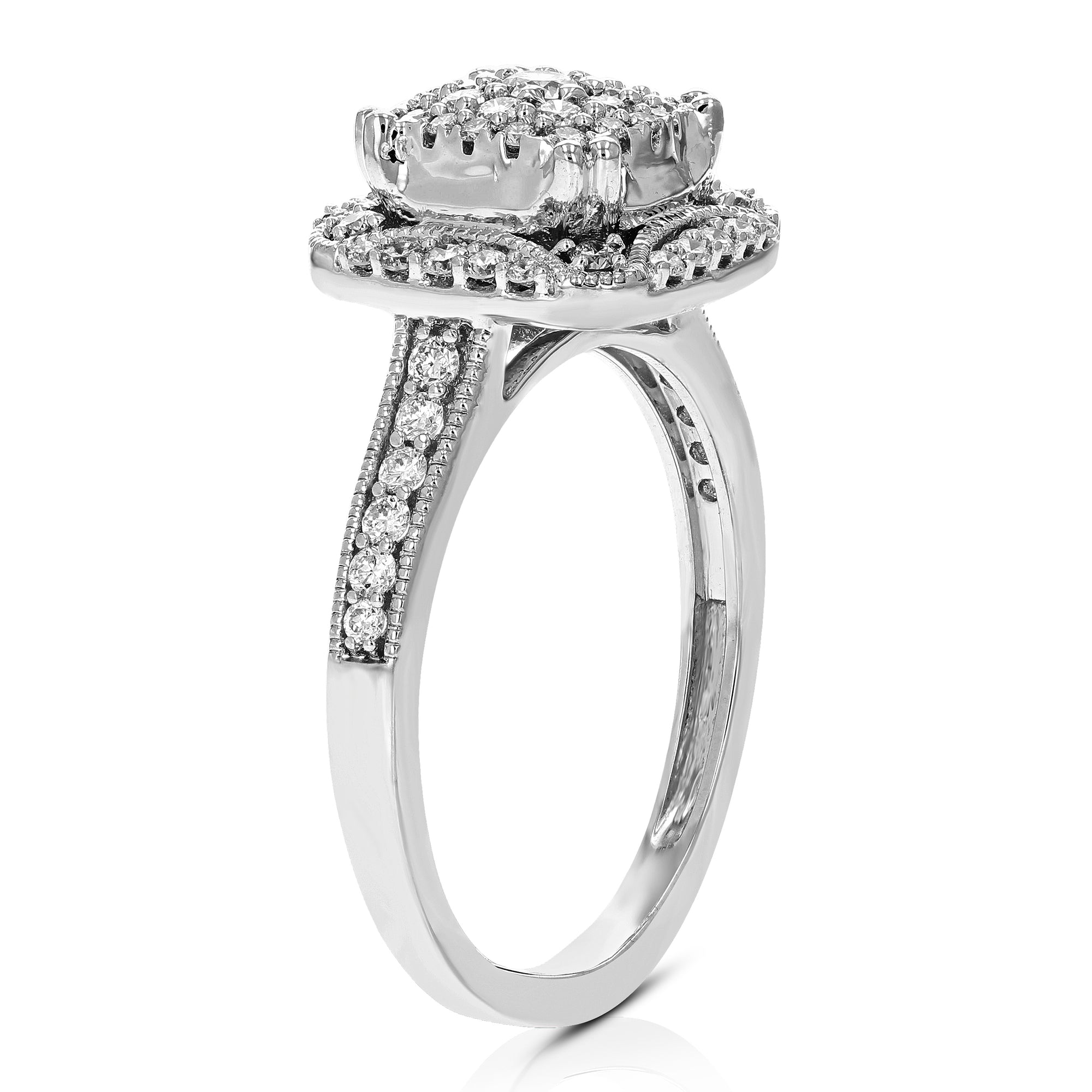 1/2 cttw Diamond Engagement Ring for Women, Round Lab Grown Diamond Ring in 0.925 Sterling Silver, Prong Setting, Size 6-8