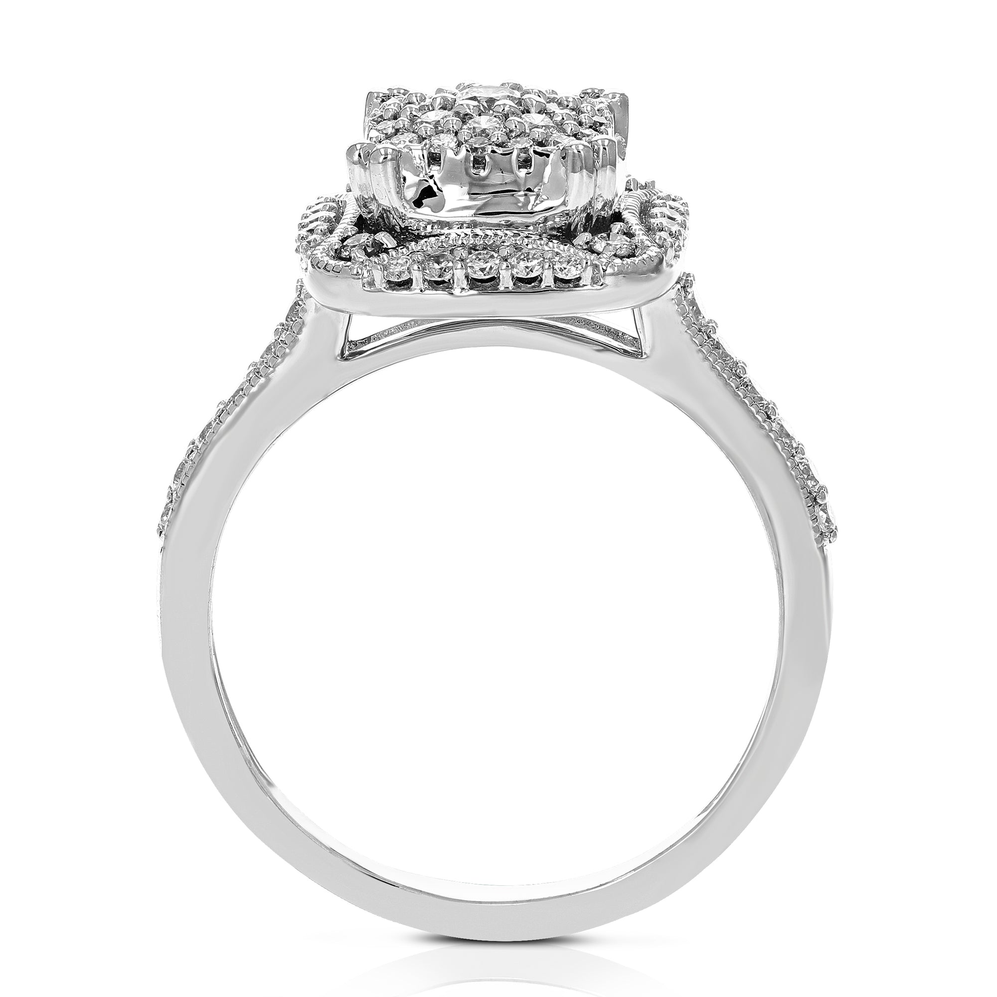 1/2 cttw Diamond Engagement Ring for Women, Round Lab Grown Diamond Ring in 0.925 Sterling Silver, Prong Setting, Size 6-8