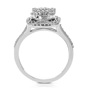 1/2 cttw Diamond Engagement Ring for Women, Round Lab Grown Diamond Ring in 0.925 Sterling Silver, Prong Setting, Size 6-8