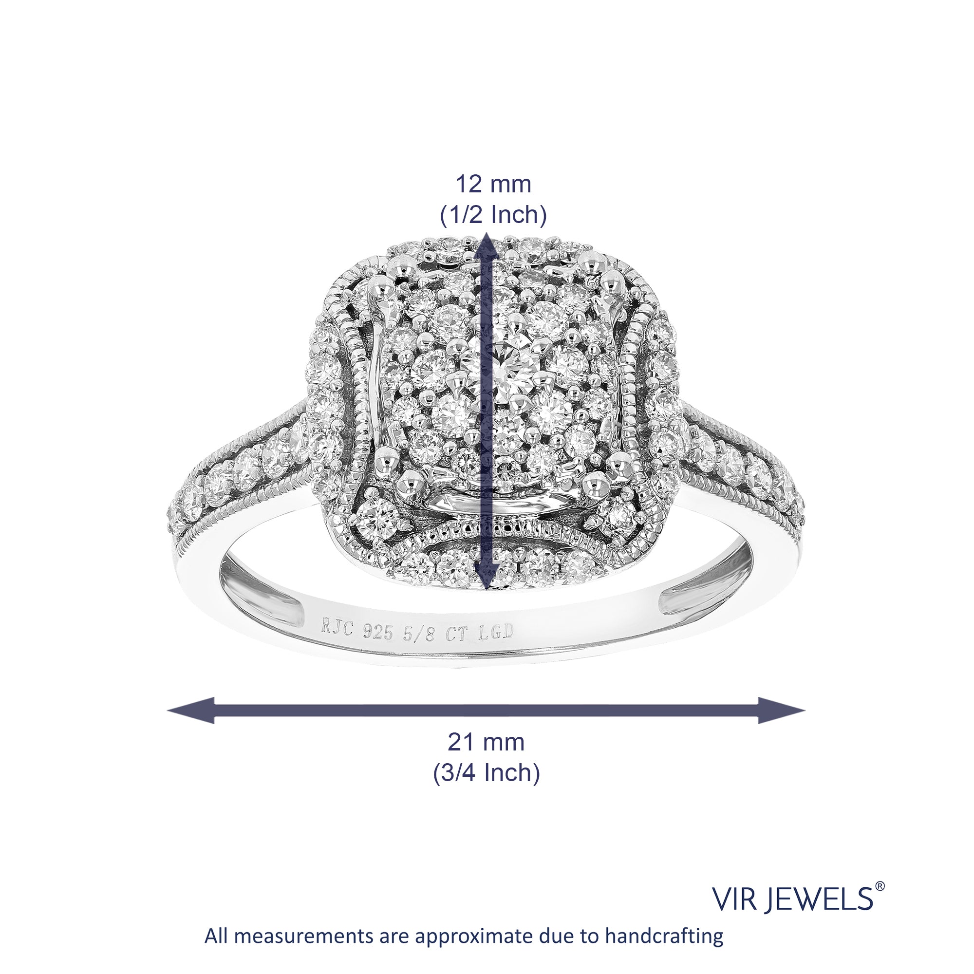1/2 cttw Diamond Engagement Ring for Women, Round Lab Grown Diamond Ring in 0.925 Sterling Silver, Prong Setting, Size 6-8