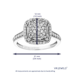 1/2 cttw Diamond Engagement Ring for Women, Round Lab Grown Diamond Ring in 0.925 Sterling Silver, Prong Setting, Size 6-8