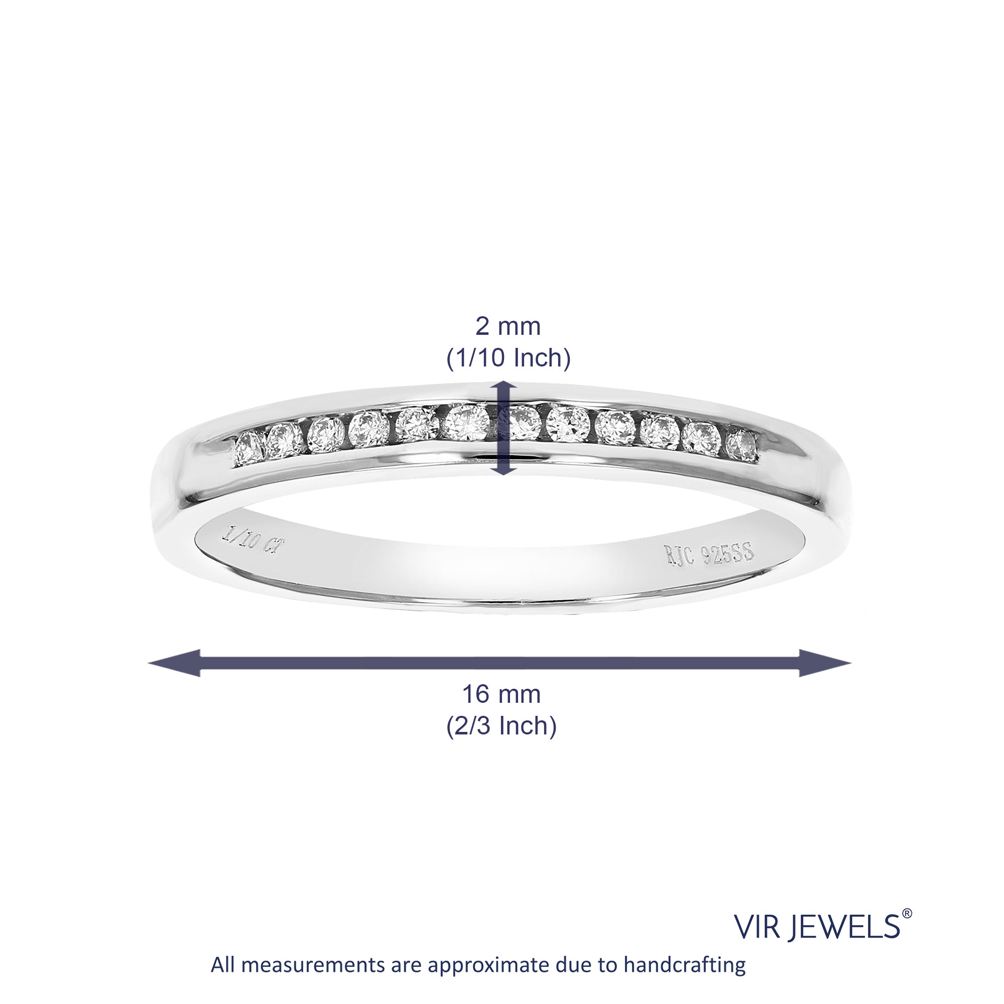 1/10 cttw Diamond Wedding Band for Women, Round Lab Grown Diamond Wedding Band in .925 Sterling Silver, Prong Setting, Size 6-8