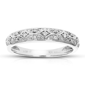 1/10 cttw Diamond Wedding Band for Women, Round Lab Grown Diamond Wedding Band in .925 Sterling Silver, Prong Setting, Size 6-8