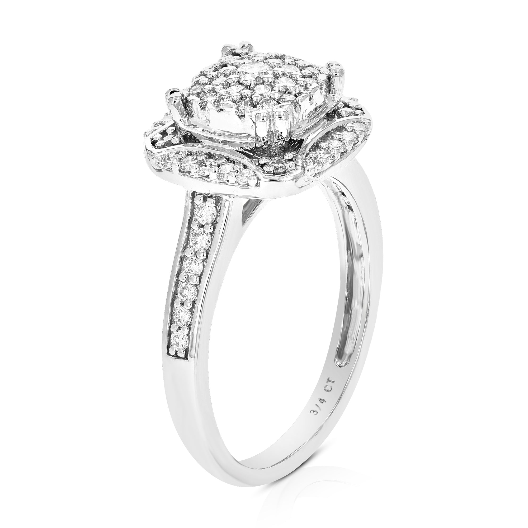 3/4 cttw Diamond Engagement Ring for Women, Round Lab Grown Diamond Ring in 0.925 Sterling Silver, Prong Setting, Size 6-8