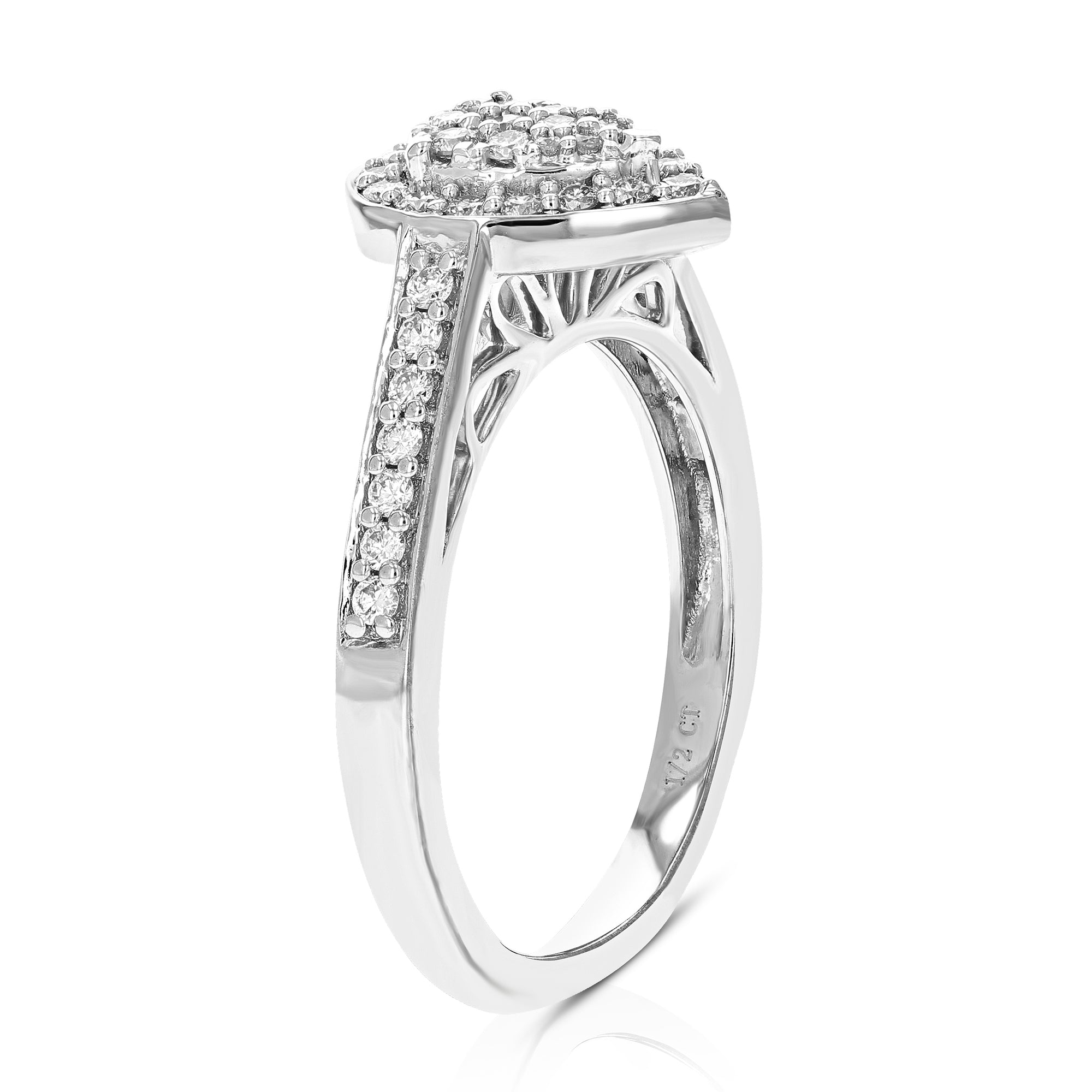 1/2 cttw Round Lab Grown Diamond Wedding Engagement Ring .925 Sterling Silver Prong Set