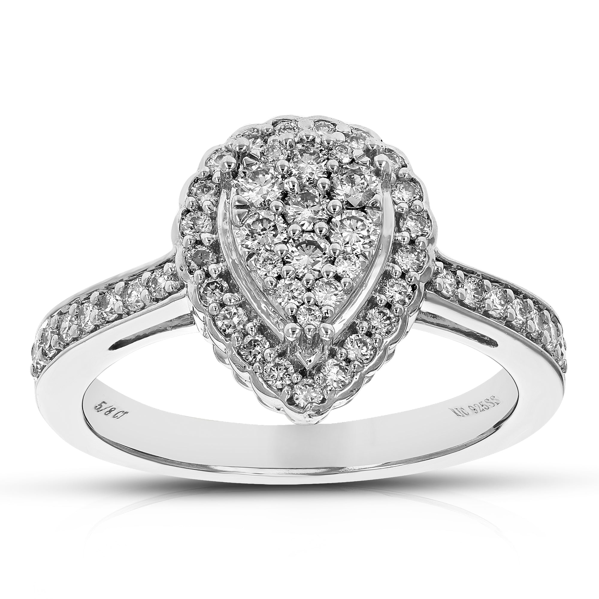 5/8 cttw Diamond Engagement Ring for Women, Round Lab Grown Diamond Ring in .925 Sterling Silver, Prong Setting, Size 6-8