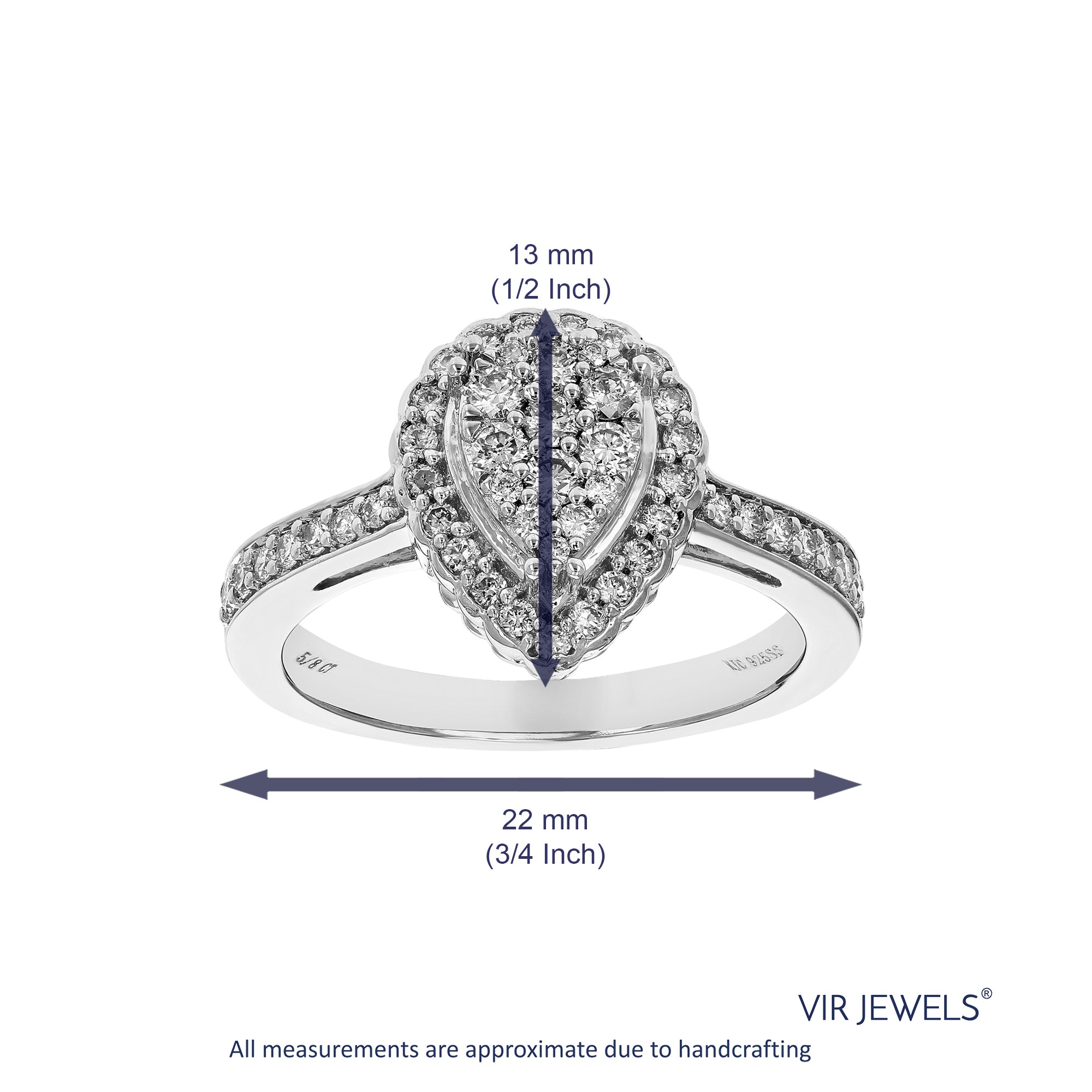 5/8 cttw Diamond Engagement Ring for Women, Round Lab Grown Diamond Ring in .925 Sterling Silver, Prong Setting, Size 6-8