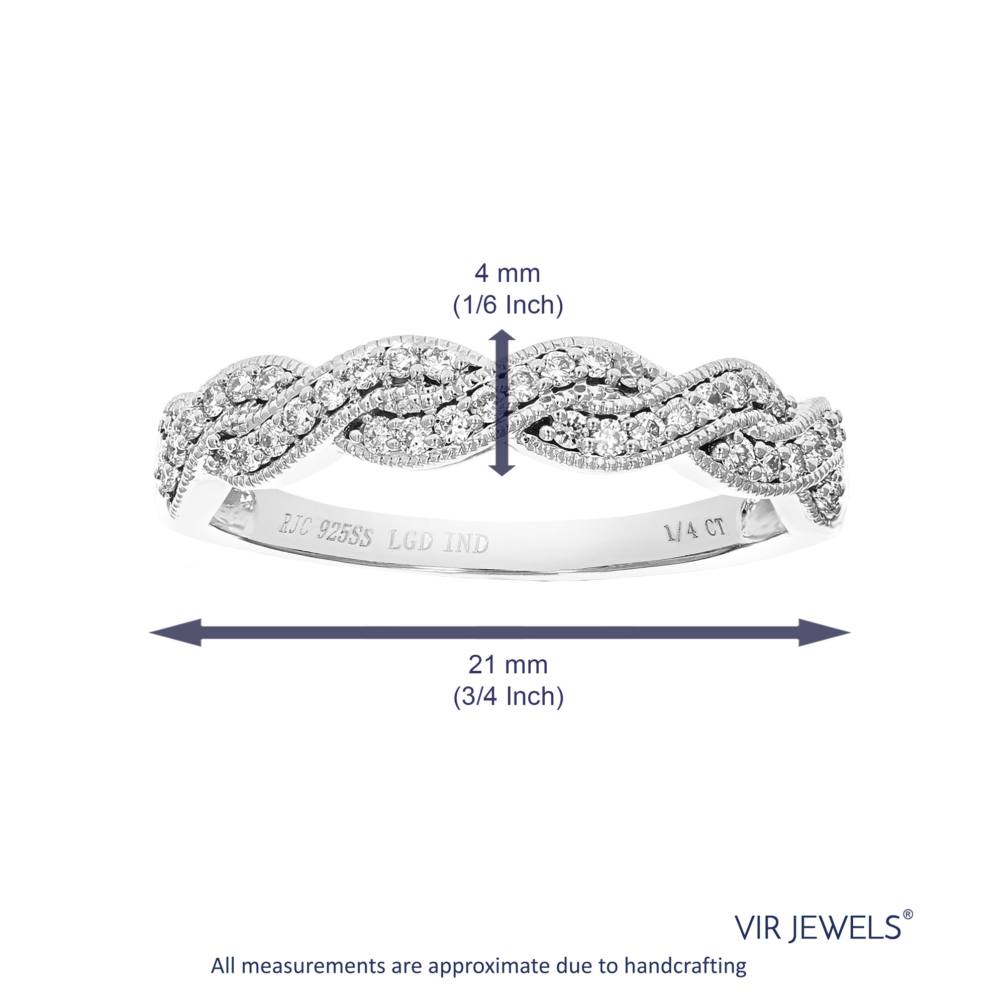 1/5 cttw Diamond Wedding Band for Women, Round Lab Grown Diamond Wedding Band in .925 Sterling Silver, Prong Setting, Size 6-8