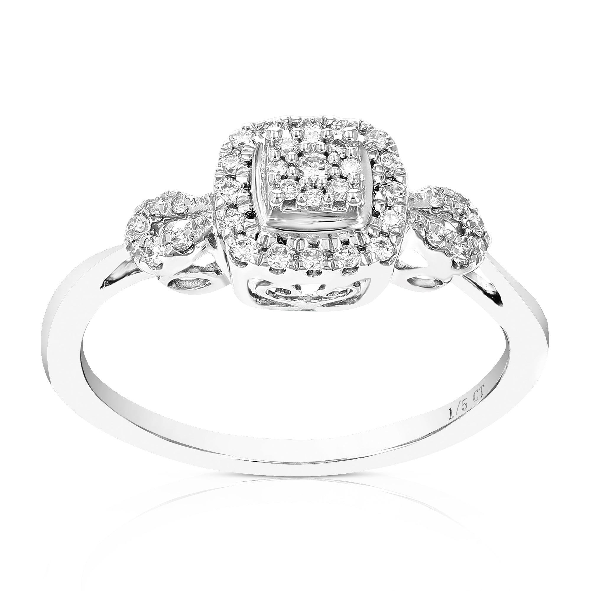 1/5 cttw Diamond Engagement Ring for Women, Round Lab Grown Diamond Ring in 0.925 Sterling Silver, Prong Setting, Size 6-8