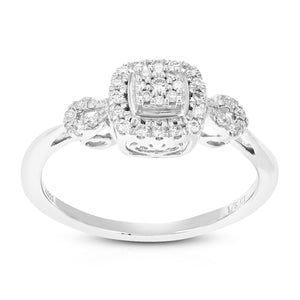 1/5 cttw Diamond Engagement Ring for Women, Round Lab Grown Diamond Ring in 0.925 Sterling Silver, Prong Setting, Size 6-8