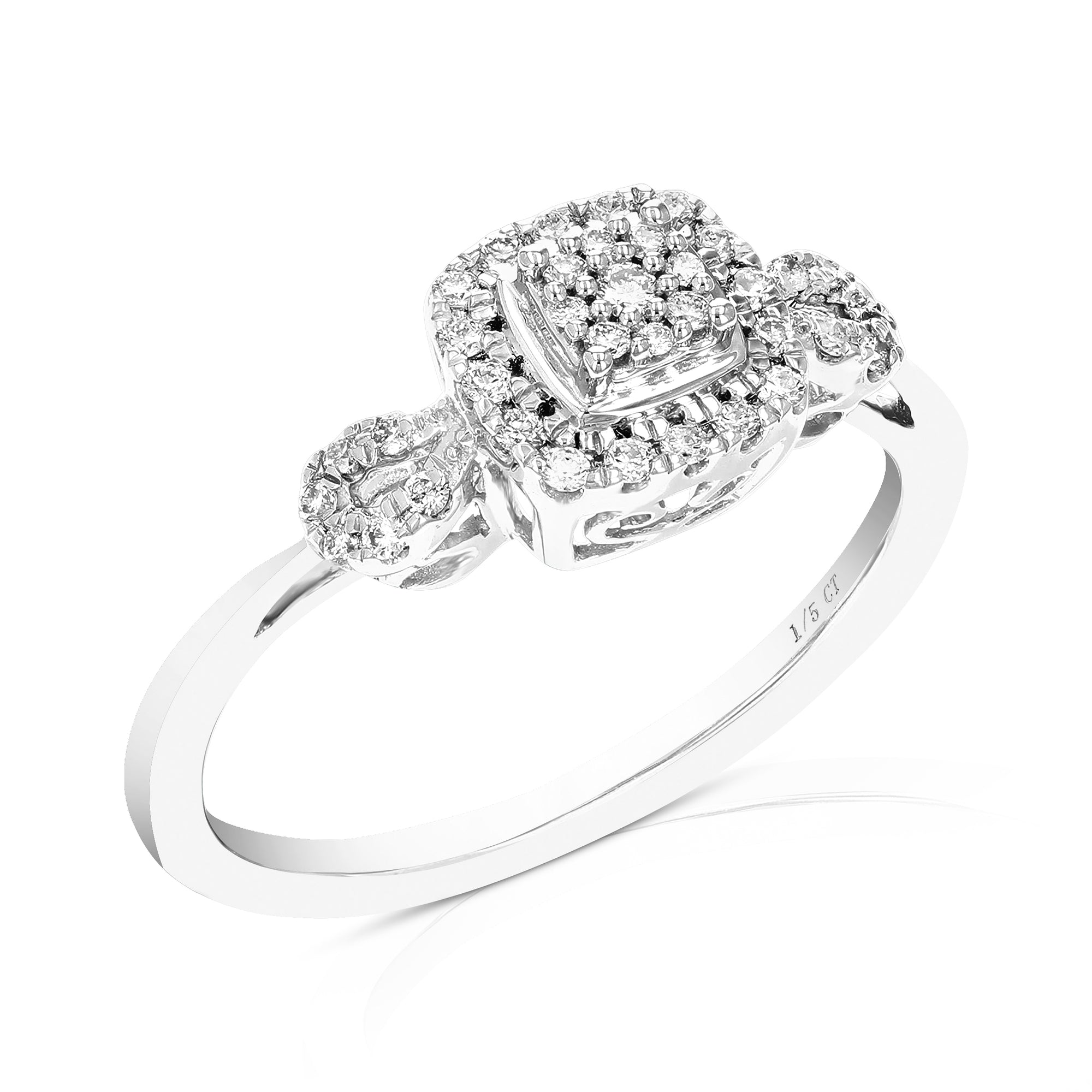 1/5 cttw Diamond Engagement Ring for Women, Round Lab Grown Diamond Ring in 0.925 Sterling Silver, Prong Setting, Size 6-8