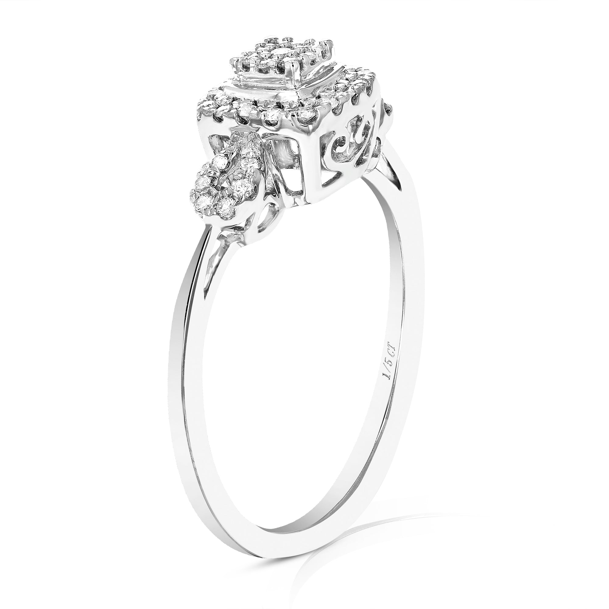 1/5 cttw Diamond Engagement Ring for Women, Round Lab Grown Diamond Ring in 0.925 Sterling Silver, Prong Setting, Size 6-8