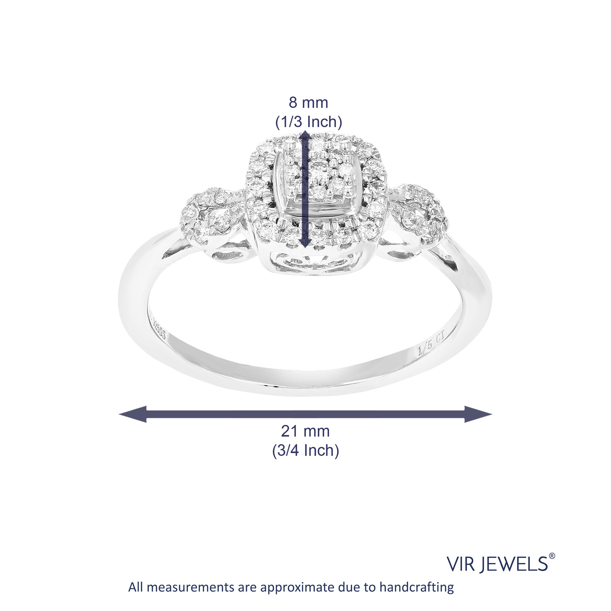 1/5 cttw Diamond Engagement Ring for Women, Round Lab Grown Diamond Ring in 0.925 Sterling Silver, Prong Setting, Size 6-8