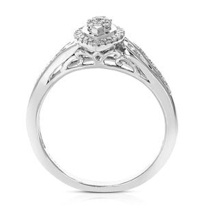 1/5 cttw Diamond Engagement Ring for Women, Round Lab Grown Diamond Ring in 0.925 Sterling Silver, Prong Setting, Size 6-8