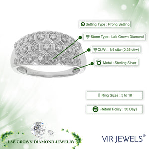 1/4 cttw Diamond Engagement Ring for Women, Round Lab Grown Diamond Ring in 0.925 Sterling Silver, Prong Setting, Size 6-8
