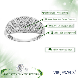 1/4 cttw Diamond Engagement Ring for Women, Round Lab Grown Diamond Ring in 0.925 Sterling Silver, Prong Setting, Size 6-8