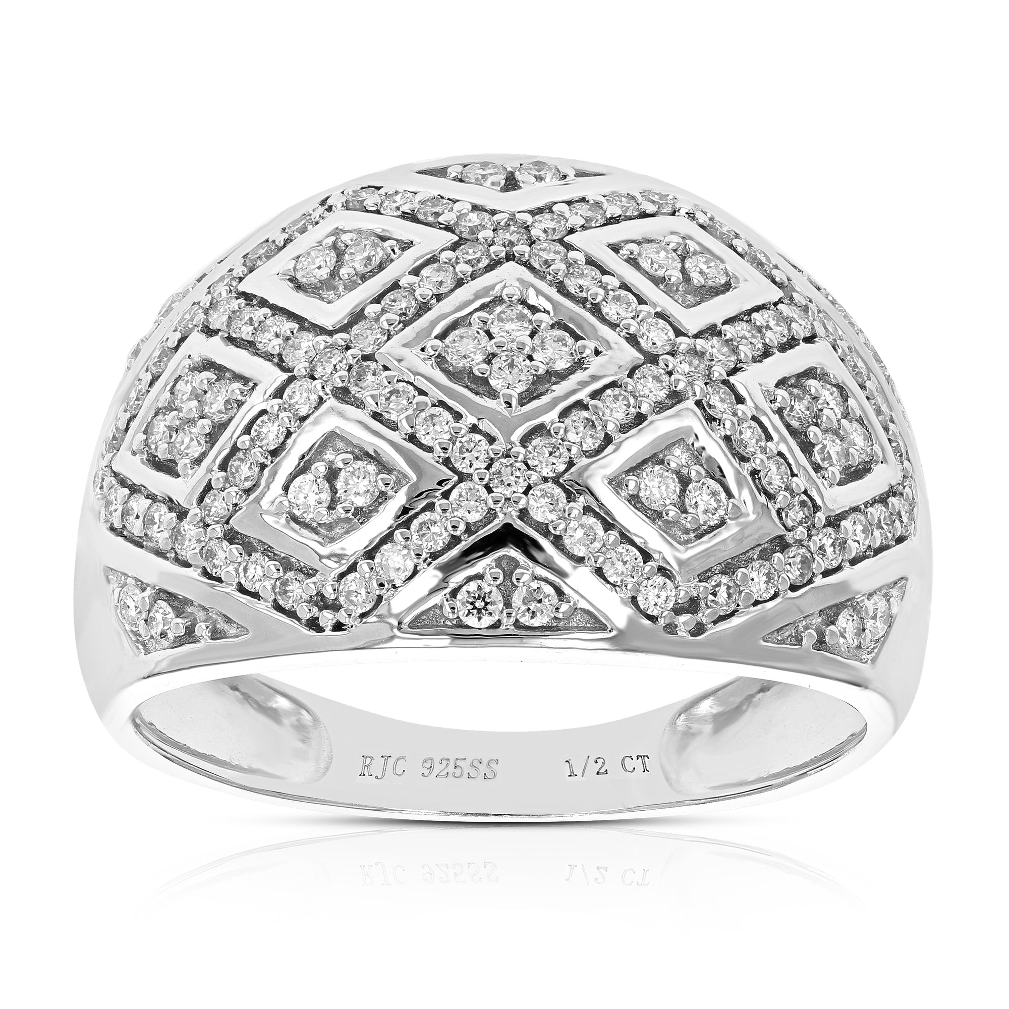 1/2 cttw Diamond Engagement Ring for Women, Round Lab Grown Diamond Ring in 0.925 Sterling Silver, Prong Setting, Size 6-8
