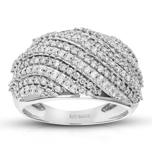 1 cttw Diamond Wedding Band for Women, Round Lab Grown Diamond Ring in 0.925 Sterling Silver, Prong Setting, Size 6-8