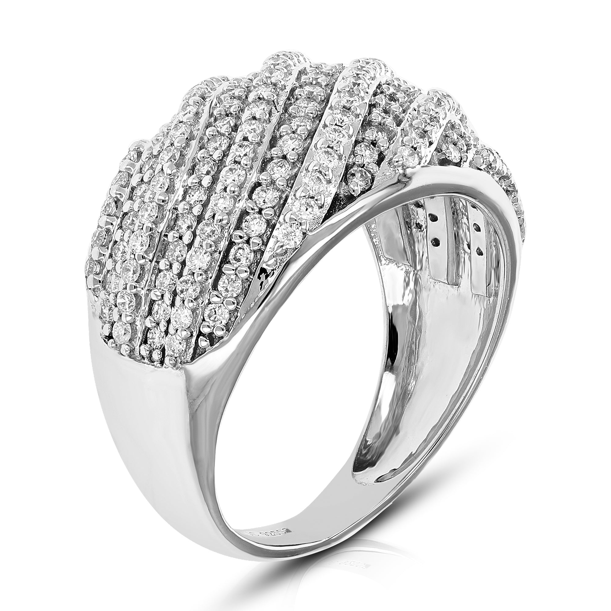 1 cttw Diamond Wedding Band for Women, Round Lab Grown Diamond Ring in 0.925 Sterling Silver, Prong Setting, Size 6-8