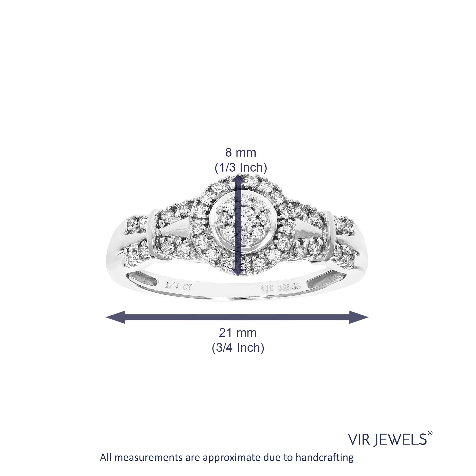 1/4 cttw Diamond Engagement Ring for Women, Round Lab Grown Diamond Ring in 0.925 Sterling Silver, Prong Setting, Size 6-8