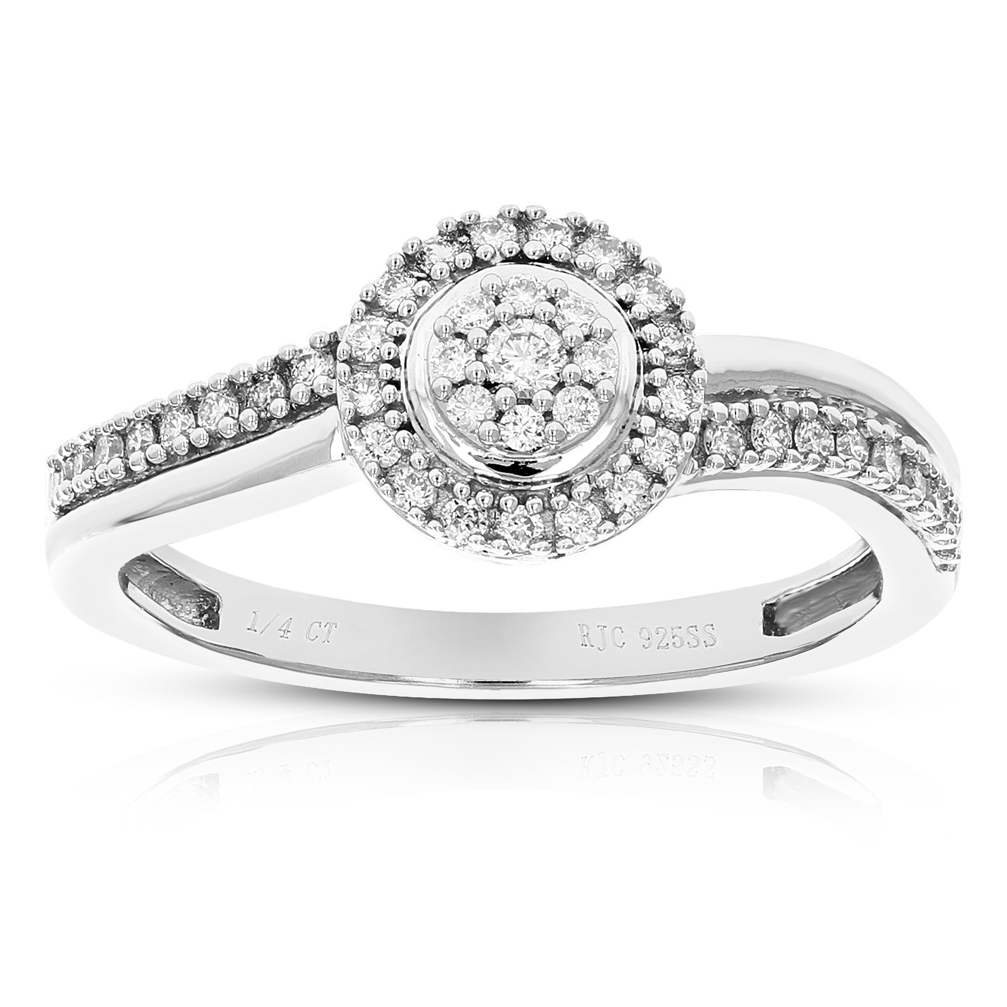 1/4 cttw Diamond Engagement Ring for Women, Round Lab Grown Diamond Ring in .925 Sterling Silver, Prong Setting, Size 6-8