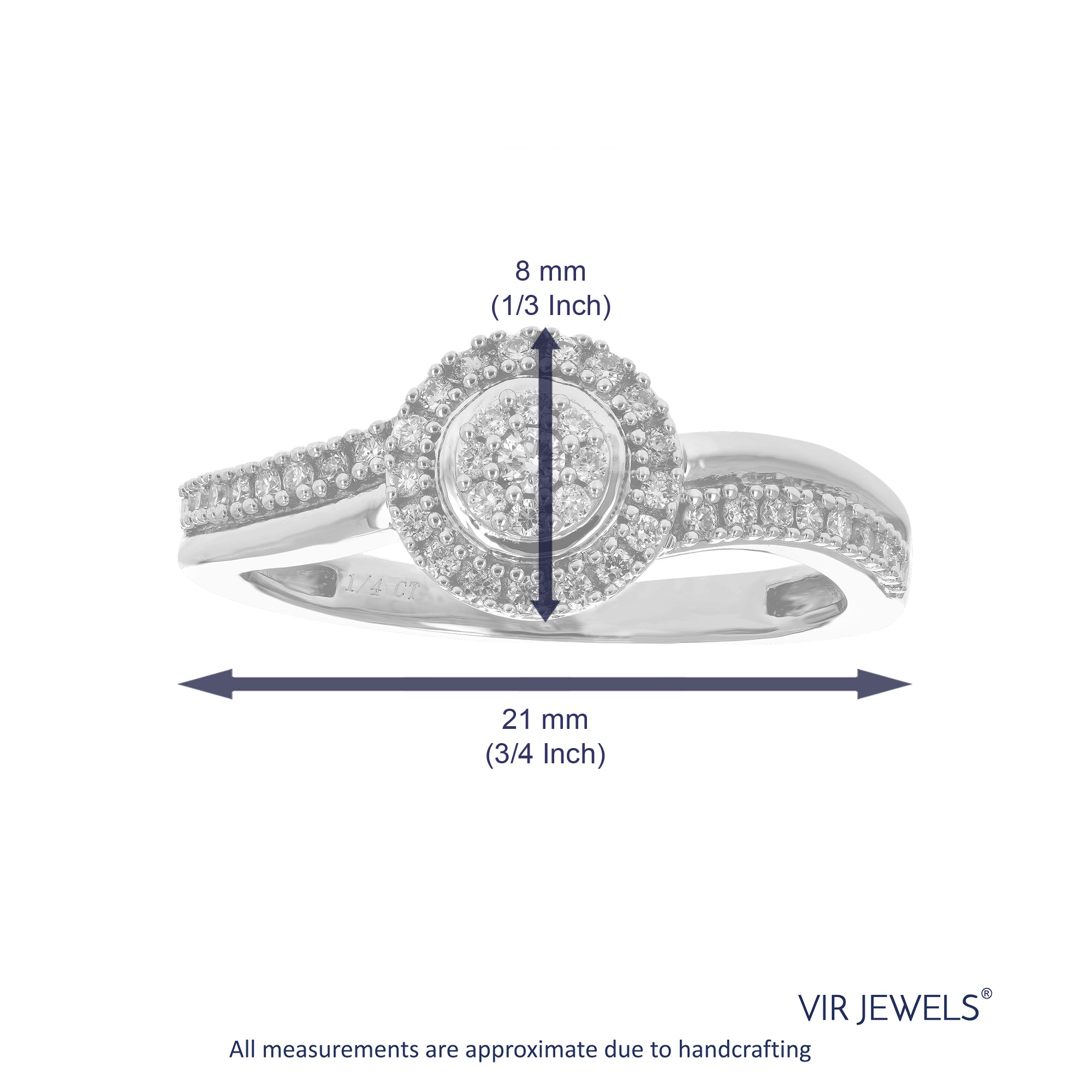 1/4 cttw Diamond Engagement Ring for Women, Round Lab Grown Diamond Ring in .925 Sterling Silver, Prong Setting, Size 6-8