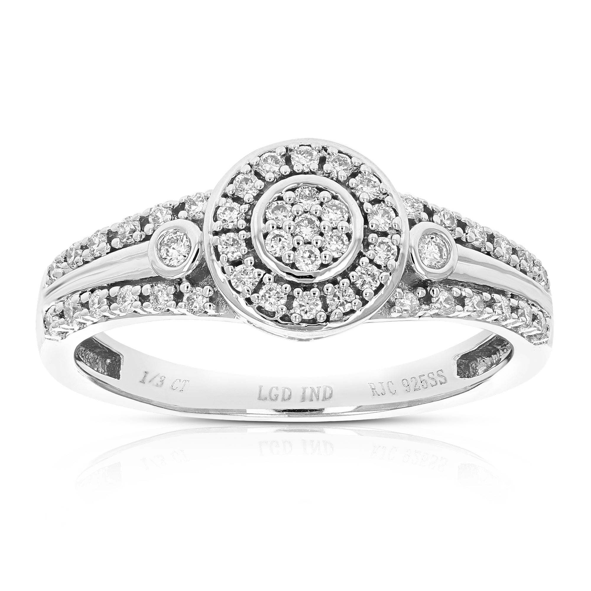 1/5 cttw Diamond Engagement Ring for Women, Round Lab Grown Diamond Ring in .925 Sterling Silver, Prong Setting, Size 6-8