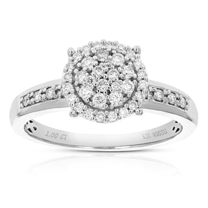 1 cttw Diamond Engagement Ring for Him and Her, Round Lab Grown Diamond Ring in 0.925 Sterling Silver, Prong Setting, Size 6-8