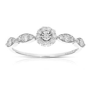 1/3 cttw Wedding Engagement Ring for Women, Round Lab Grown Diamond Ring in 14K White Gold, Prong Setting