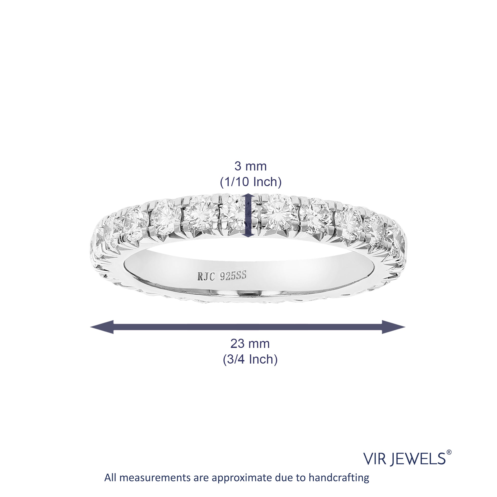 1.50 cttw Diamond Wedding Band for Women, Round Lab Grown Diamond Wedding Band in .925 Sterling Silver, Prong Setting, Size 6-8