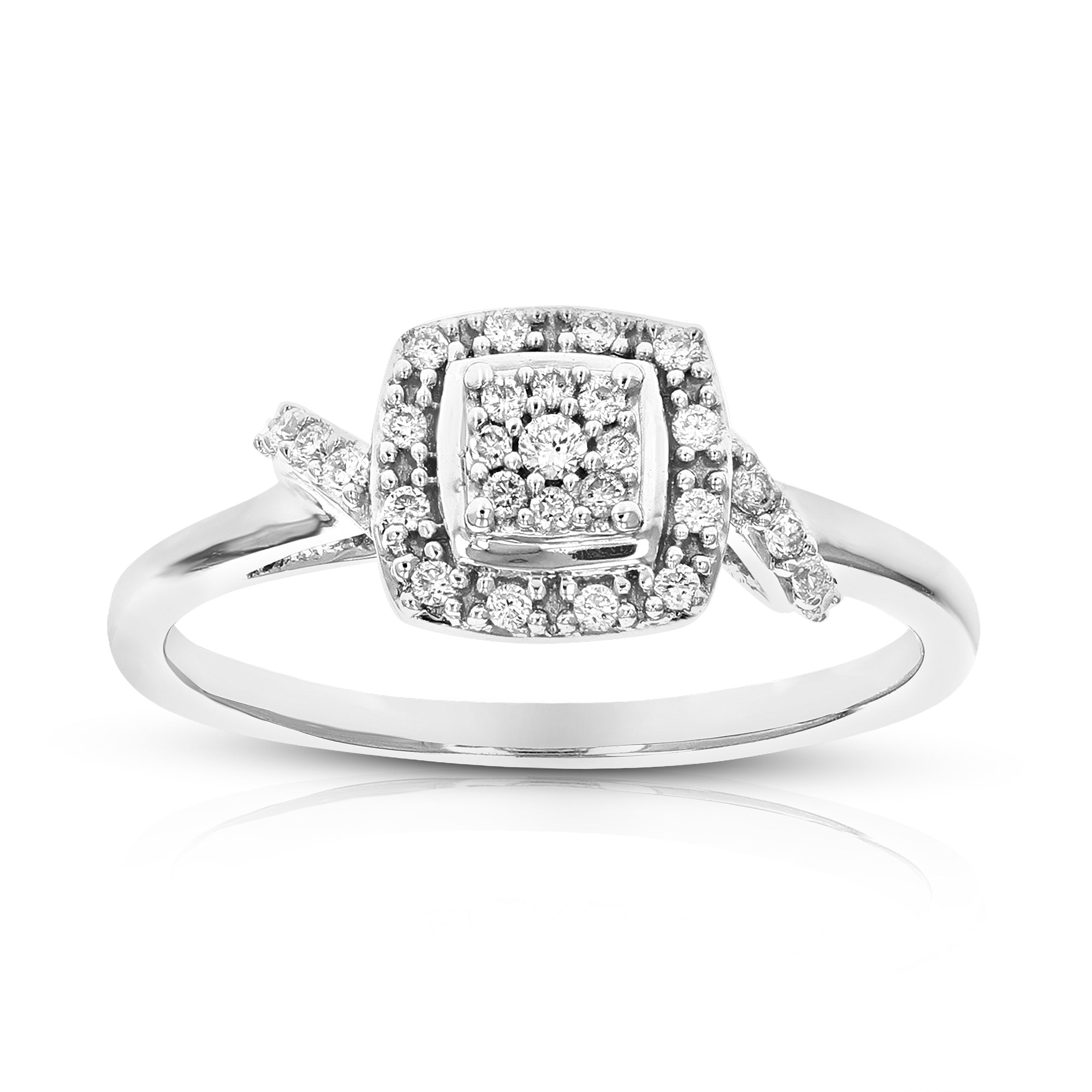 1/6 cttw Diamond Engagement Ring for Women, Round Lab Grown Diamond Ring in 0.925 Sterling Silver, Prong Setting, Size 6-8