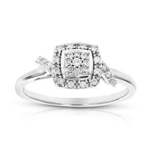 1/6 cttw Diamond Engagement Ring for Women, Round Lab Grown Diamond Ring in 0.925 Sterling Silver, Prong Setting, Size 6-8