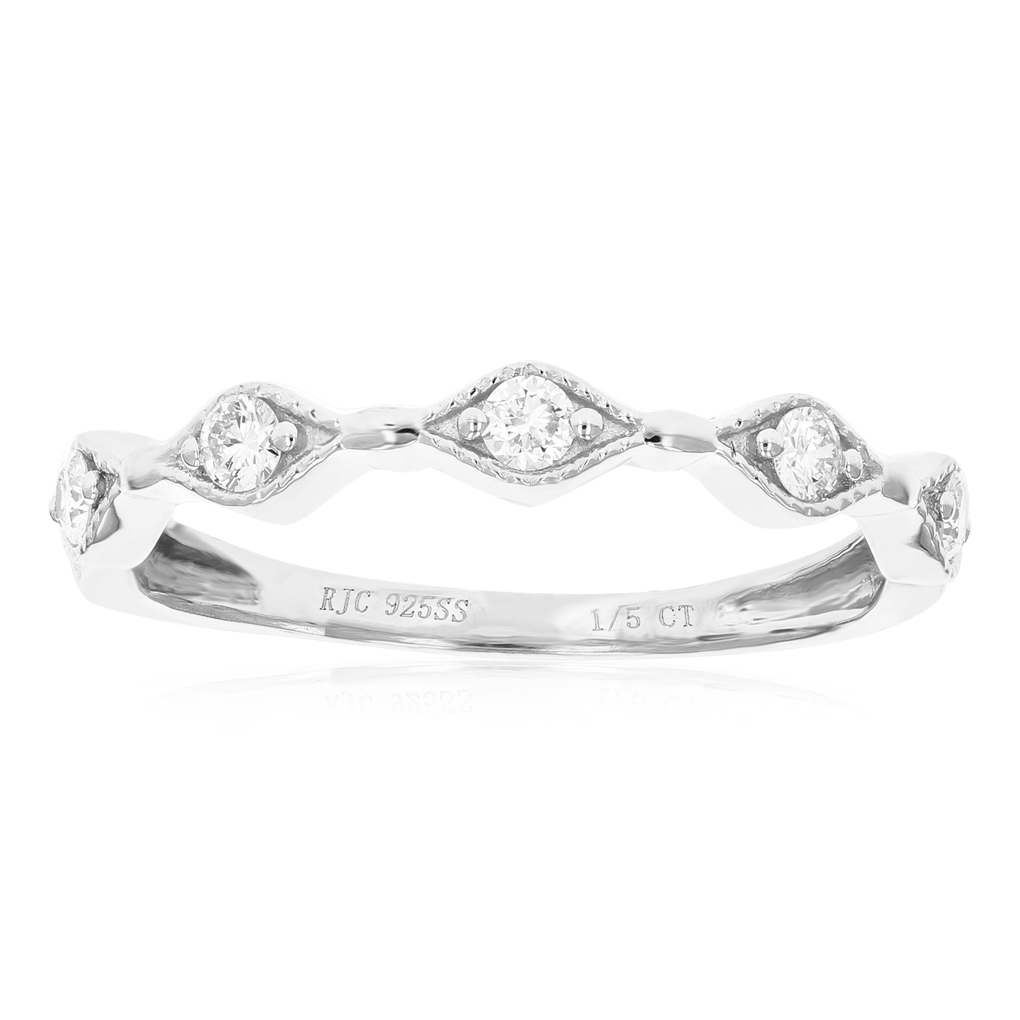 1/5 cttw Diamond Wedding Band for Women, Round Lab Grown Diamond Wedding Band in .925 Sterling Silver, Prong Setting, size 6-8