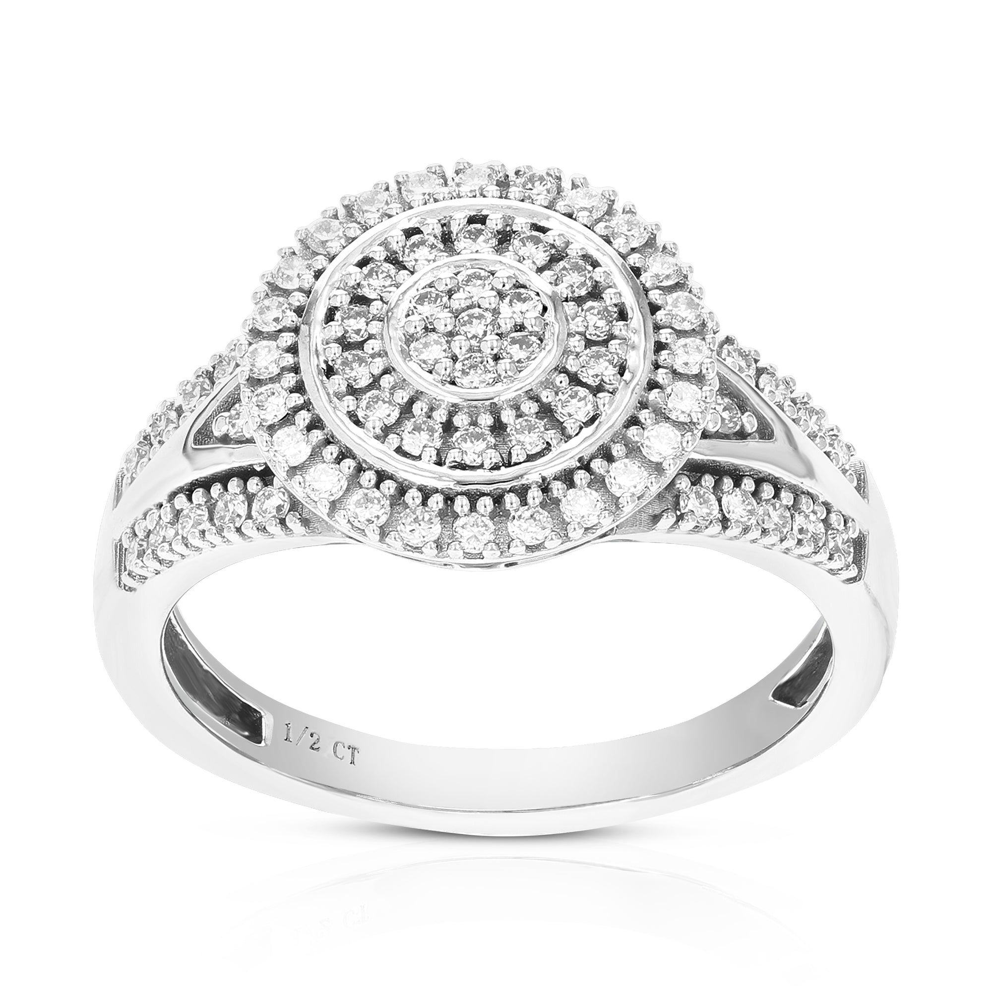 1/2 cttw Diamond Engagement Ring for Women, Round Lab Grown Diamond Ring in 0.925 Sterling Silver, Prong Setting, Size 6-8