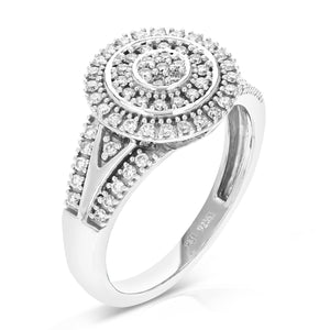 1/2 cttw Diamond Engagement Ring for Women, Round Lab Grown Diamond Ring in 0.925 Sterling Silver, Prong Setting, Size 6-8