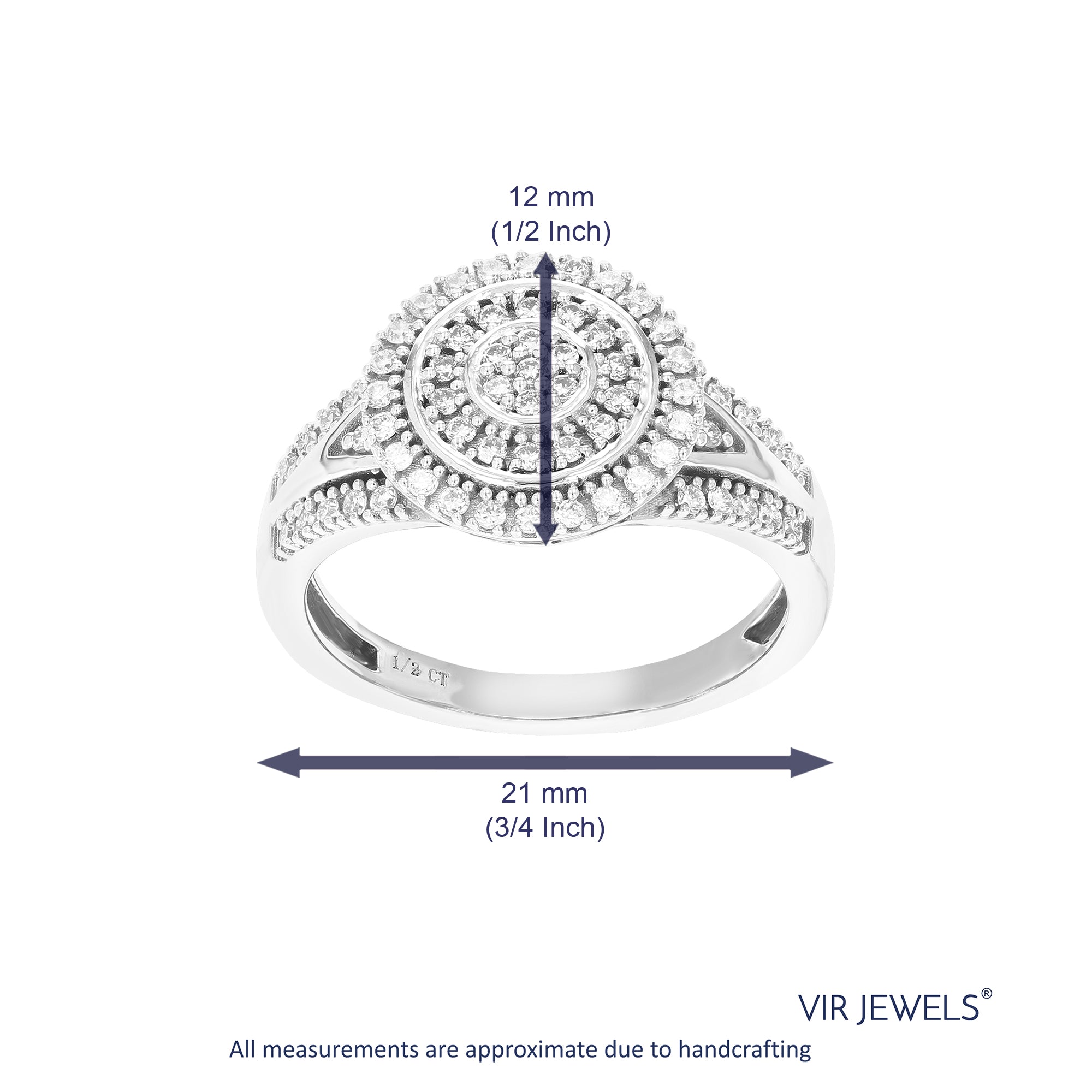 1/2 cttw Diamond Engagement Ring for Women, Round Lab Grown Diamond Ring in 0.925 Sterling Silver, Prong Setting, Size 6-8