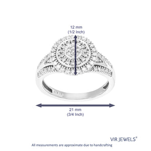 1/2 cttw Diamond Engagement Ring for Women, Round Lab Grown Diamond Ring in 0.925 Sterling Silver, Prong Setting, Size 6-8