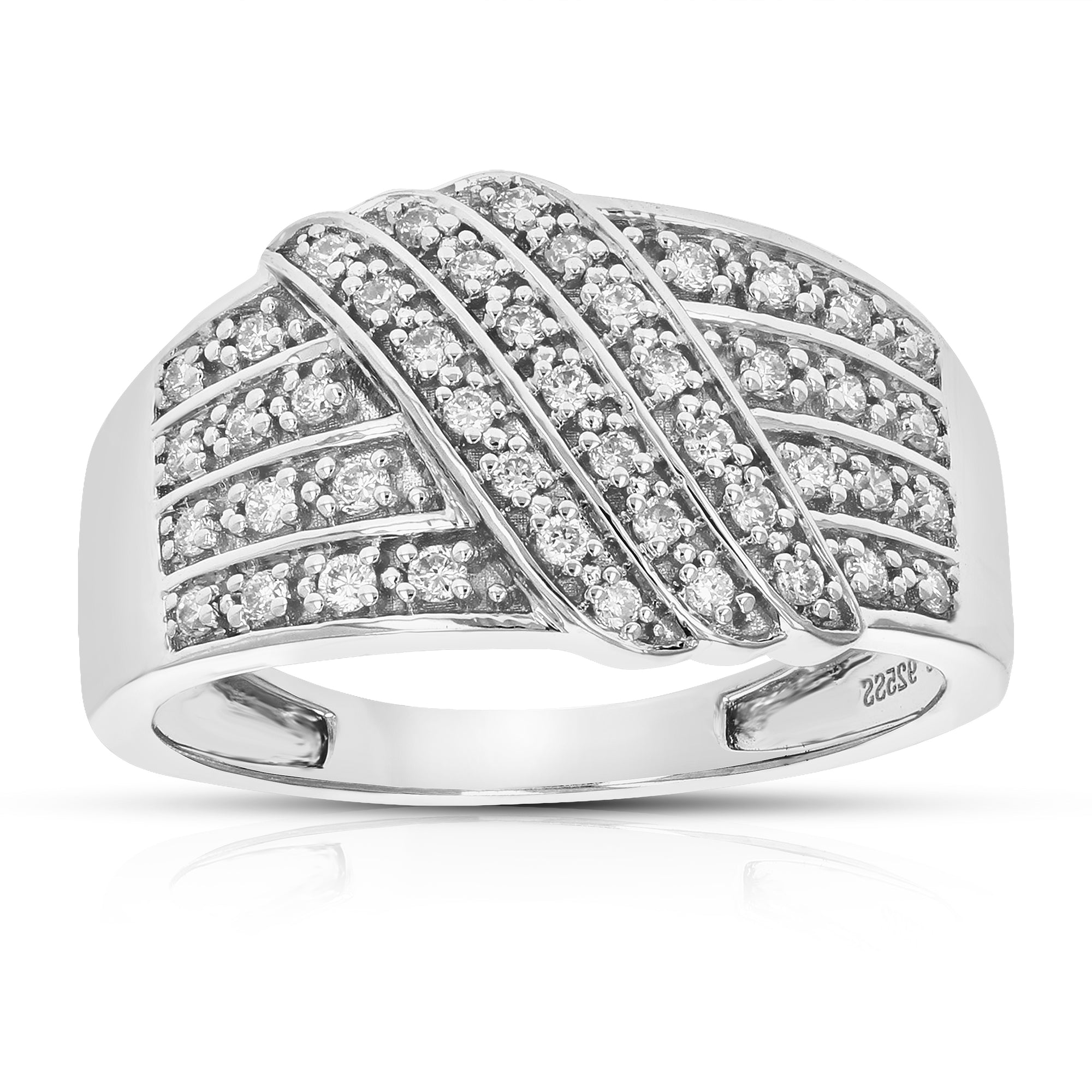 1/3 cttw Round Cut Lab Grown Diamond Wedding Band 45 Stones .925 Sterling Silver Prong Set