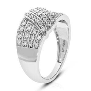 1/3 cttw Round Cut Lab Grown Diamond Wedding Band 45 Stones .925 Sterling Silver Prong Set