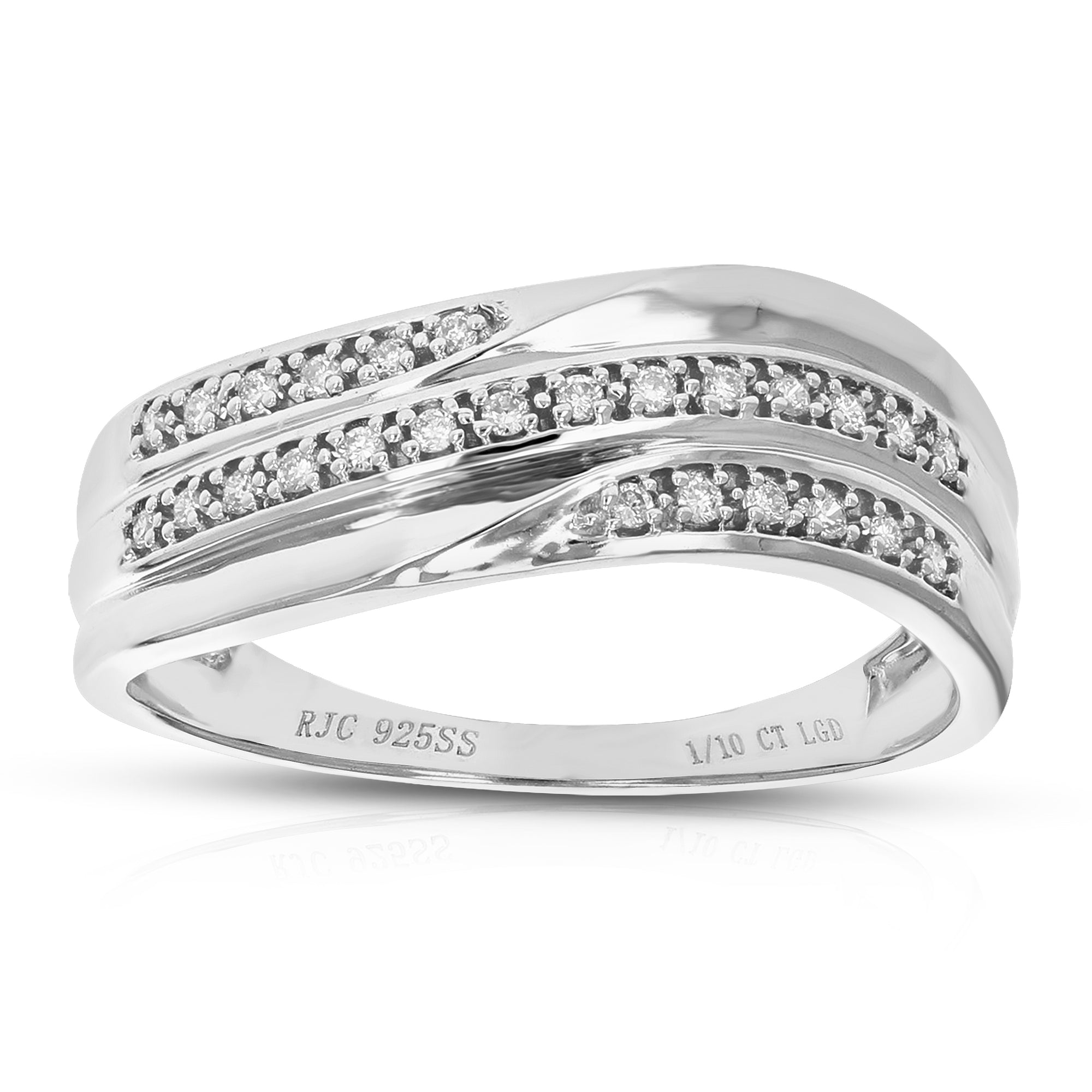 1/10 cttw 26 Stones Round Cut Lab Grown Diamond Wedding Band .925 Sterling Silver Prong Set