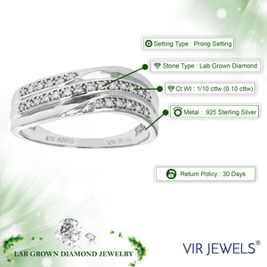 1/10 cttw 26 Stones Round Cut Lab Grown Diamond Wedding Band .925 Sterling Silver Prong Set