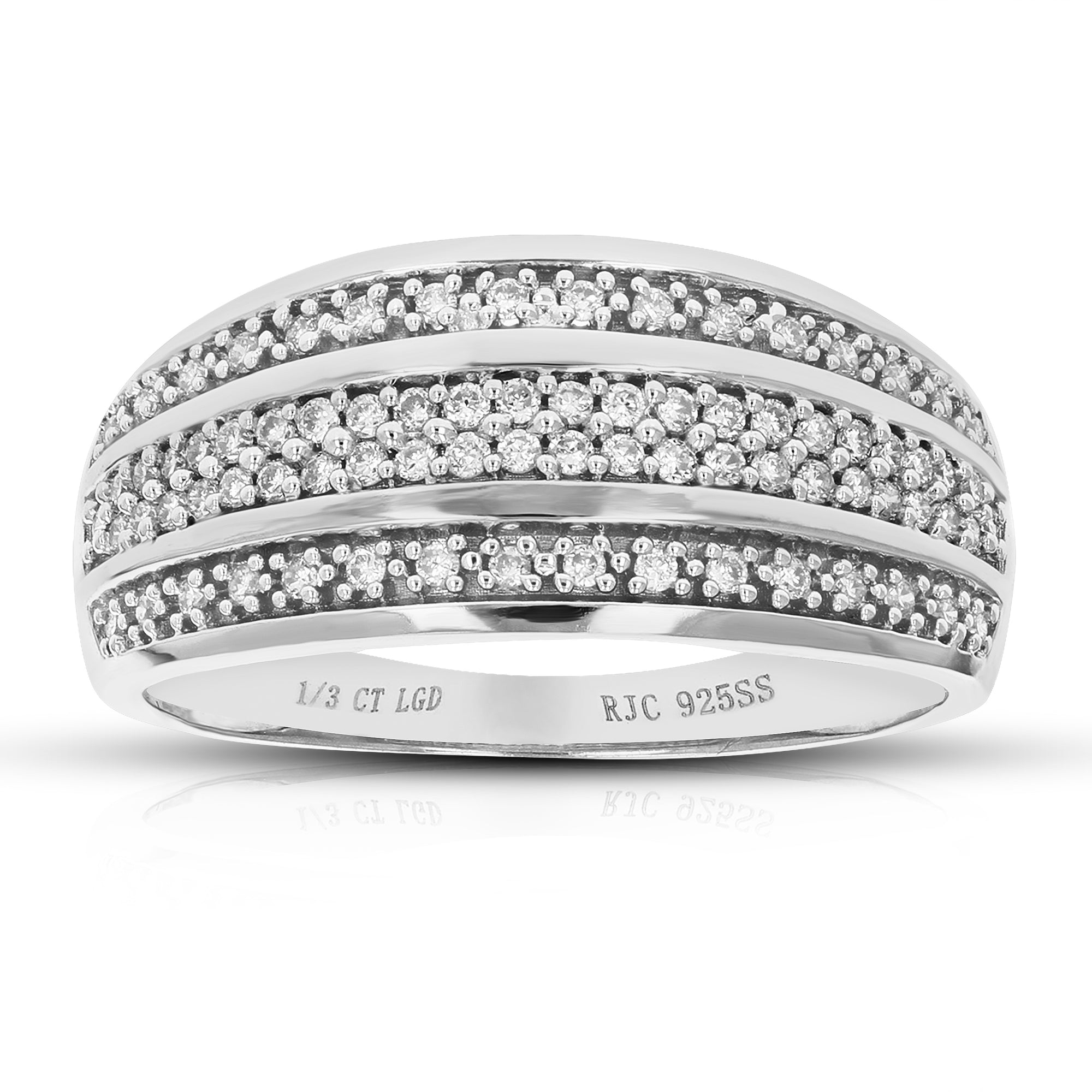 1/3 cttw Round Cut Lab Grown Diamond Wedding Band 78 Stones .925 Sterling Silver Prong Set