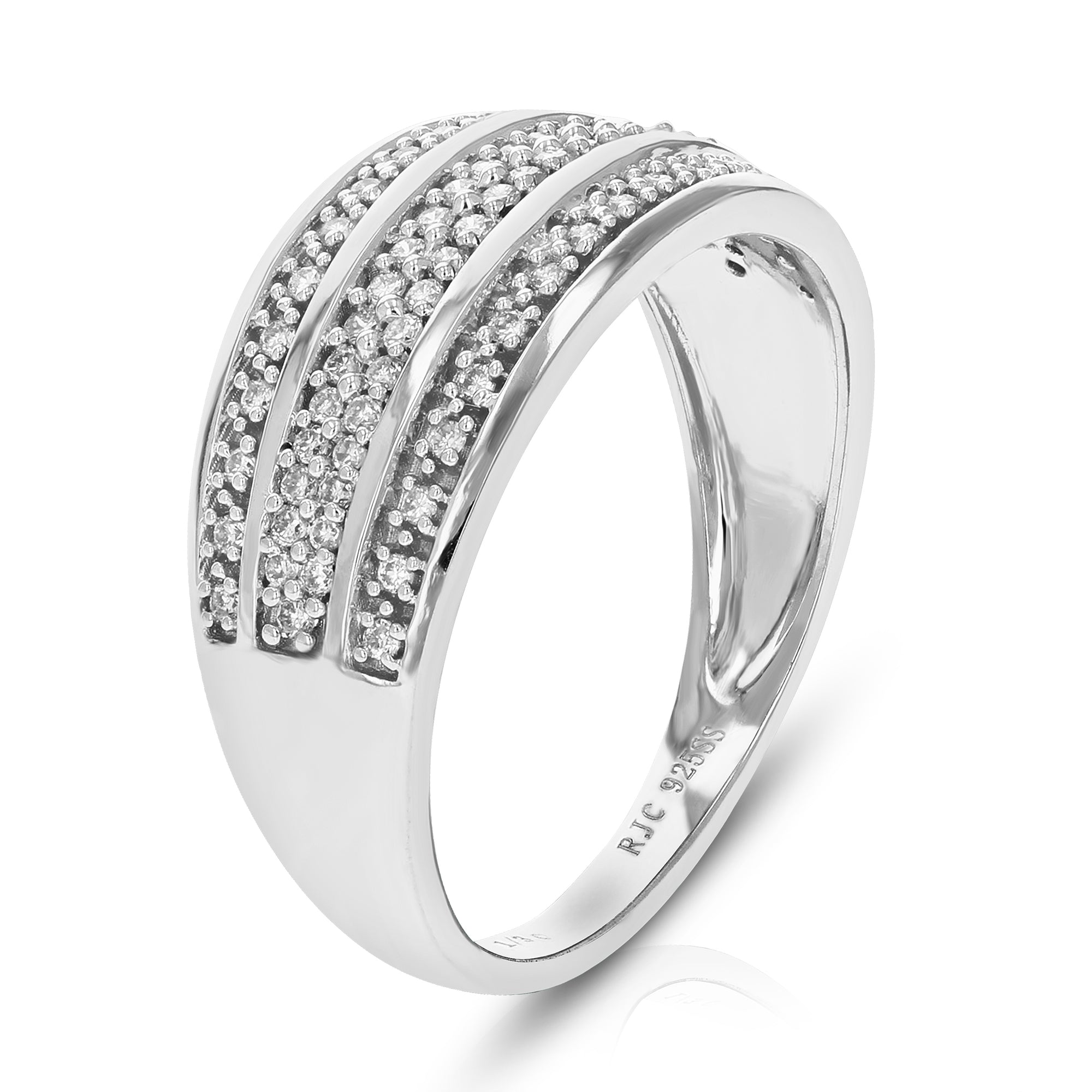 1/3 cttw Round Cut Lab Grown Diamond Wedding Band 78 Stones .925 Sterling Silver Prong Set