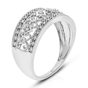 1/6 cttw Round Cut Lab Grown Diamond Wedding Band 35 Stones .925 Sterling Silver Prong Set