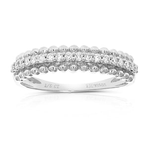 1/5 cttw Diamond Wedding Band for Women, Round Lab Grown Diamond Wedding Band in .925 Sterling Silver, Prong Setting, Size 6-8
