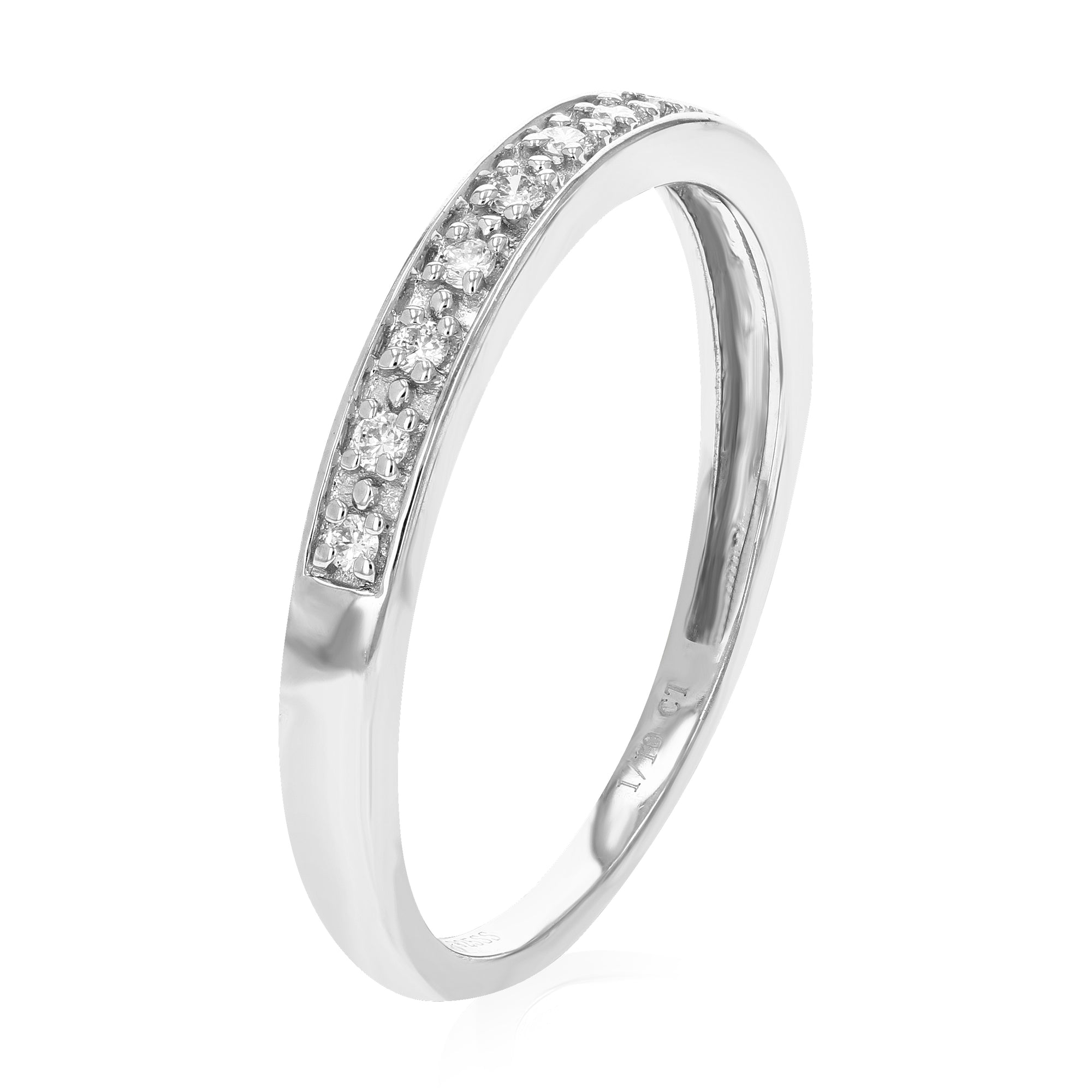 /10 cttw Diamond Wedding Band for Women, Round Lab Grown Diamond Wedding Band in .925 Sterling Silver, Prong Setting, Size 6-8