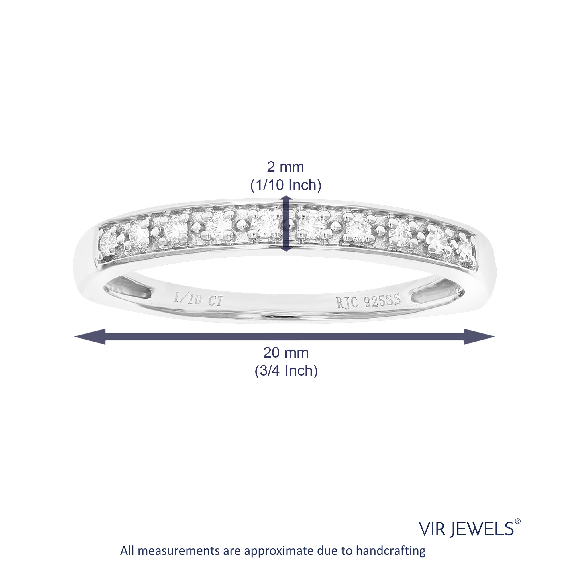 /10 cttw Diamond Wedding Band for Women, Round Lab Grown Diamond Wedding Band in .925 Sterling Silver, Prong Setting, Size 6-8